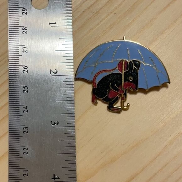 Vintage Enamel Fish Enterprises Mouse Rat Umbrella Brooch - Picture 5 of 5